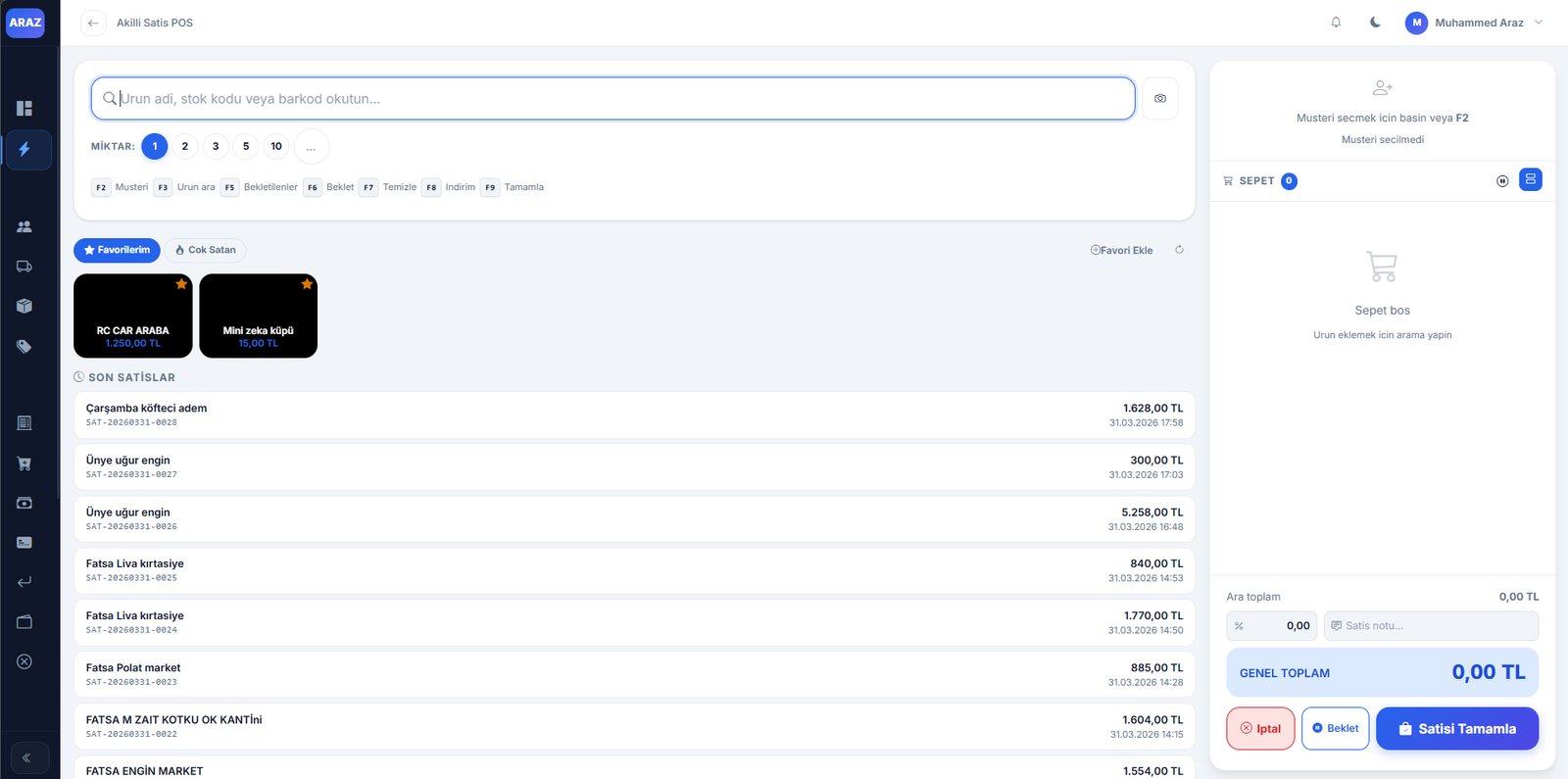 ArazPOS Toptan-Parakende B2B ekran görüntüsü